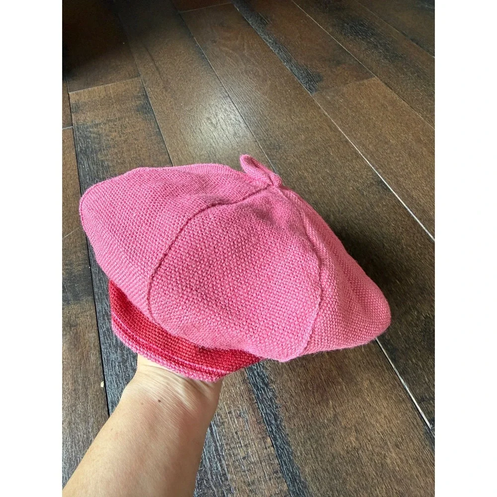 Vintage Kaufmann's Vendome Boutique Pink Knit Newsboy Hat Made in Italy Cap